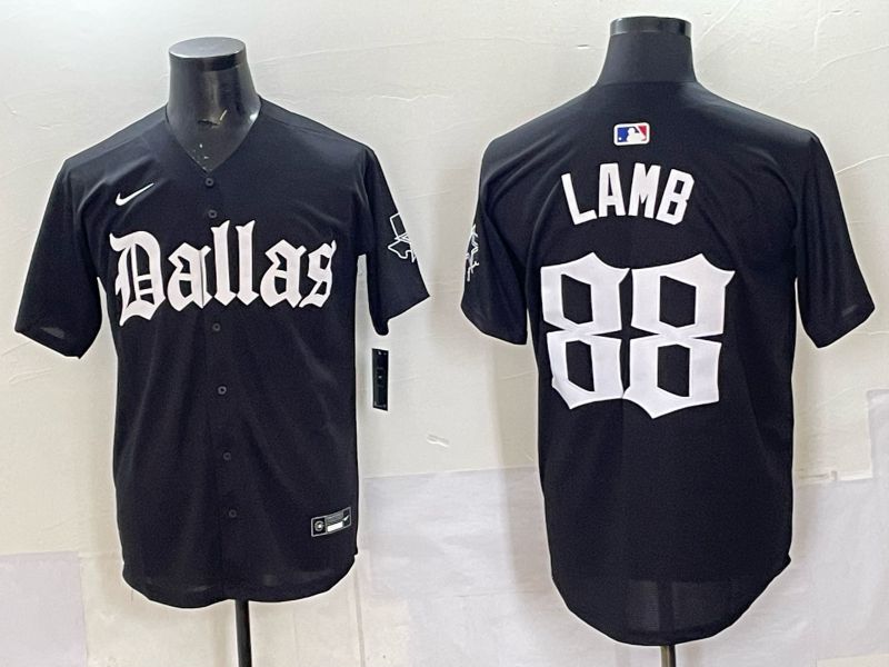 Men 2025 Nike Dallas Cowboys #88 Lamb Black 5th generation Joint Name Limited NFL Jersey 01